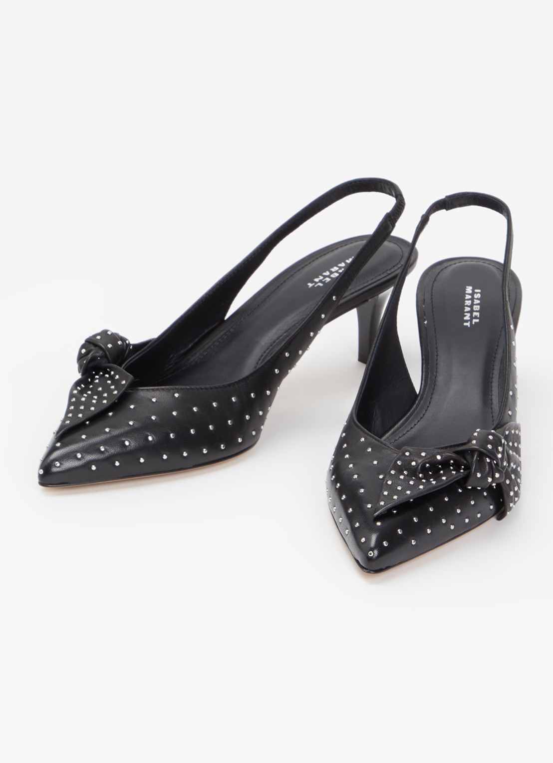 Isabel Marant Palmo slingback van lamsleer met studs - detail 3 zwart