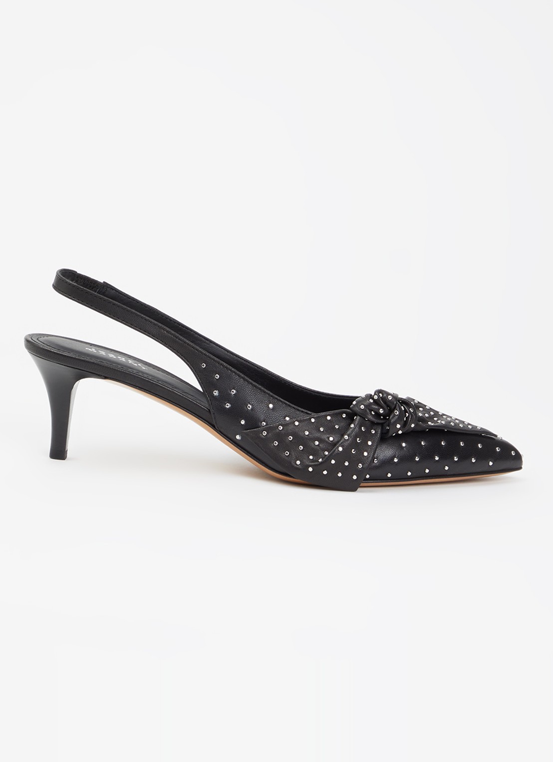 Isabel Marant Palmo slingback van lamsleer met studs - voorkant zwart