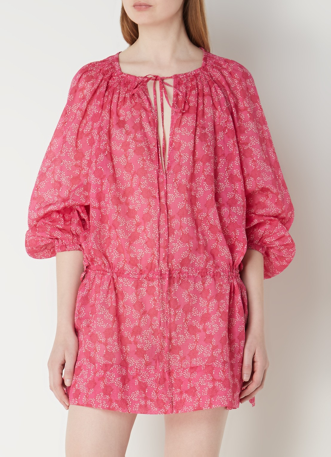 Isabel Marant Parsley mini tuniekjurk met strikdetail - detail 2 fuchsia