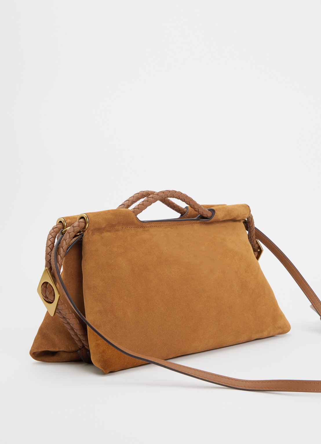 Isabel Marant Pipa M handtas van kalfssuède met afneembare schouderriem - achterkant 5 cognac