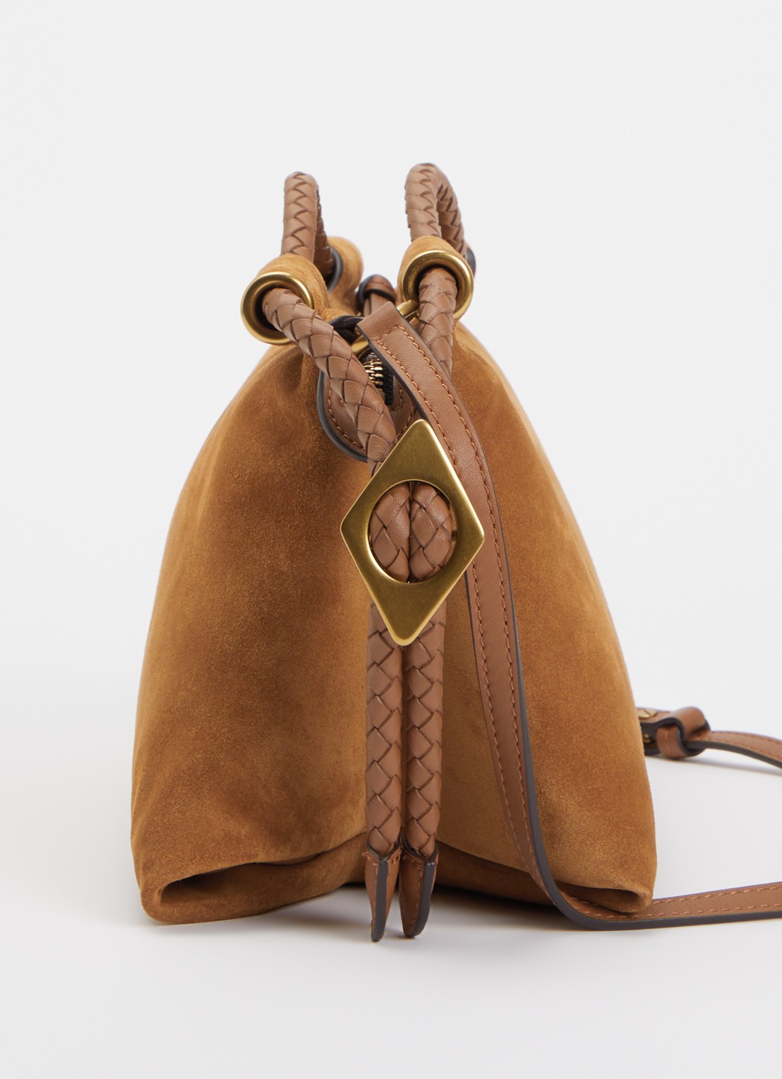 Isabel Marant Pipa M handtas van kalfssuède met afneembare schouderriem - detail 2 cognac