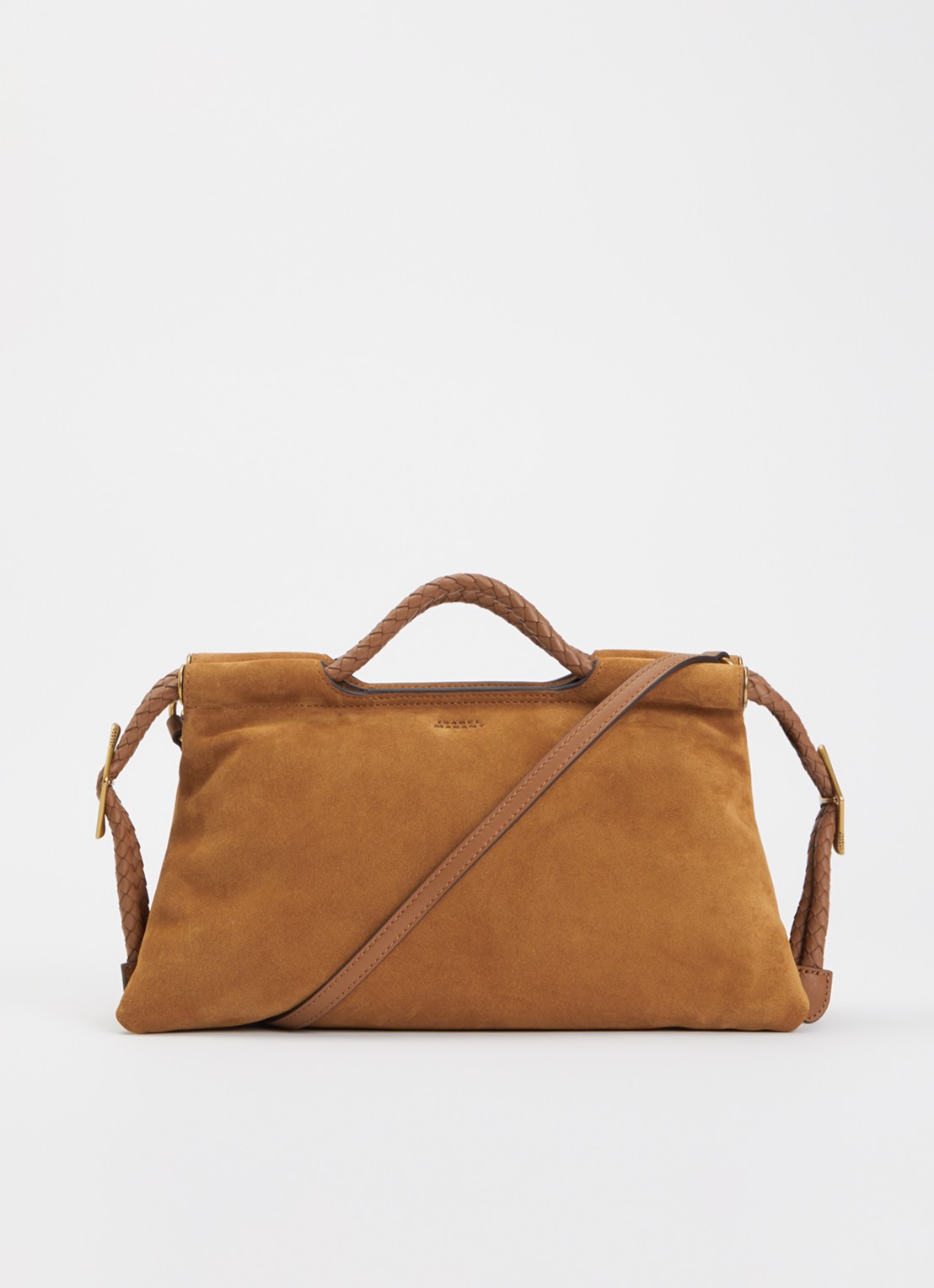 Isabel Marant Pipa M handtas van kalfssuède met afneembare schouderriem - voorkant 6 cognac