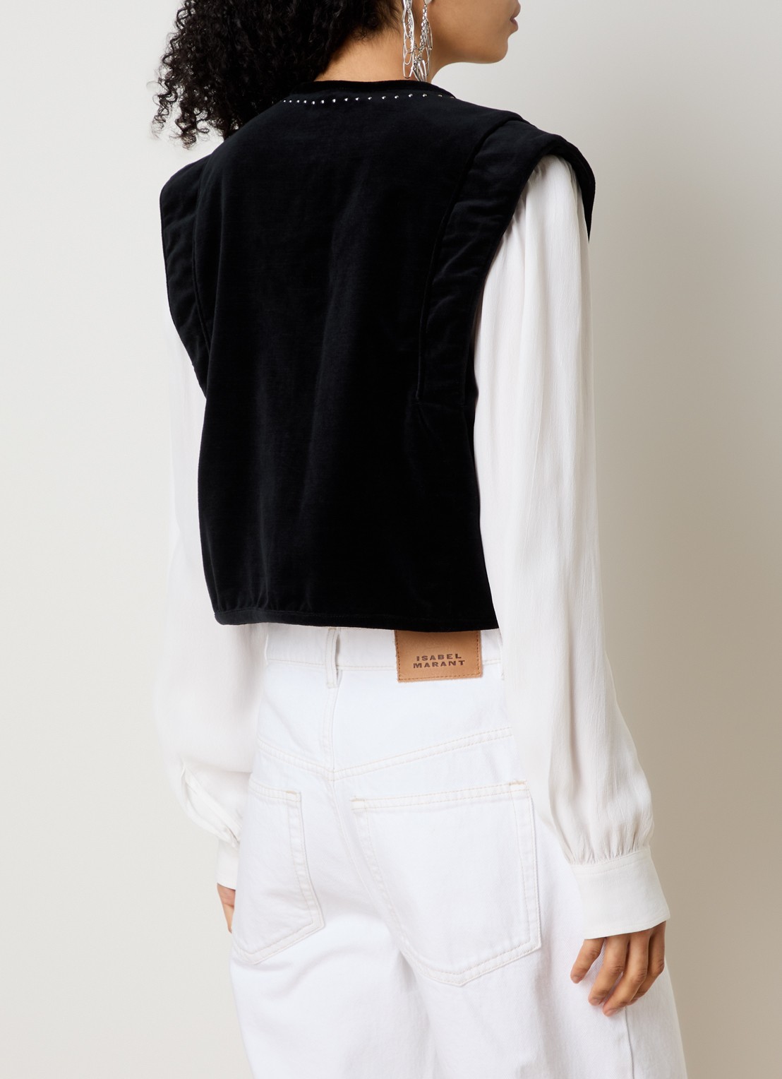 Isabel Marant Poppy gilet van fluweel met studs - achterkant 5 zwart