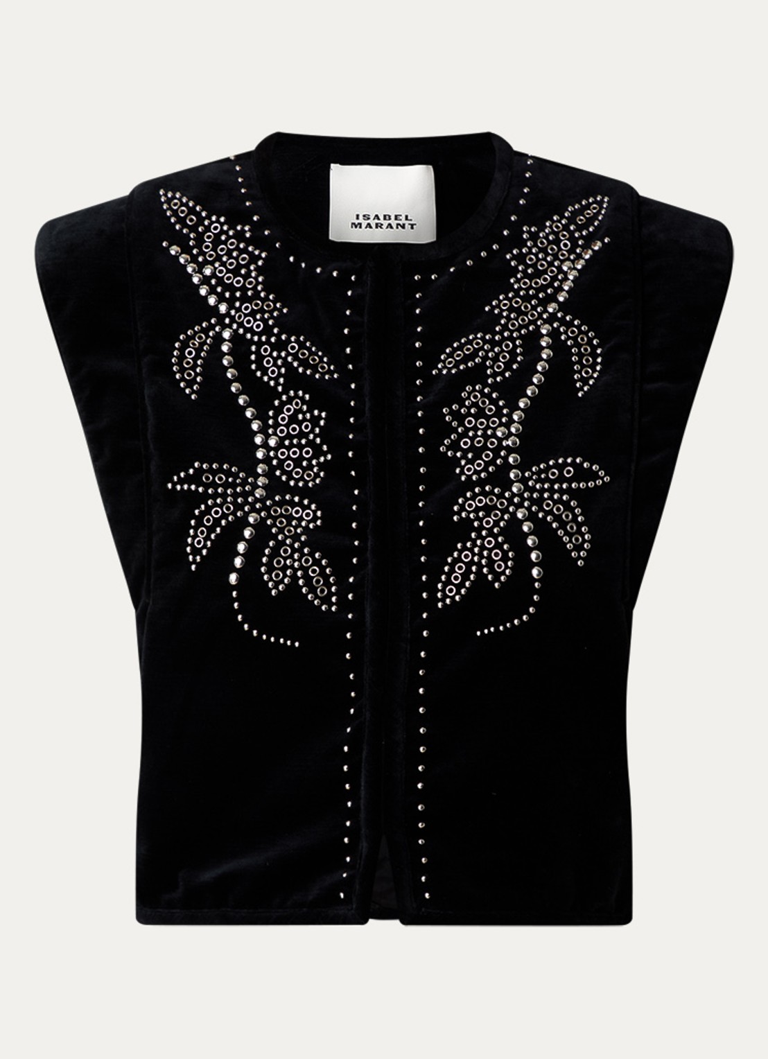Isabel Marant Poppy gilet van fluweel met studs - voorkant 3 zwart