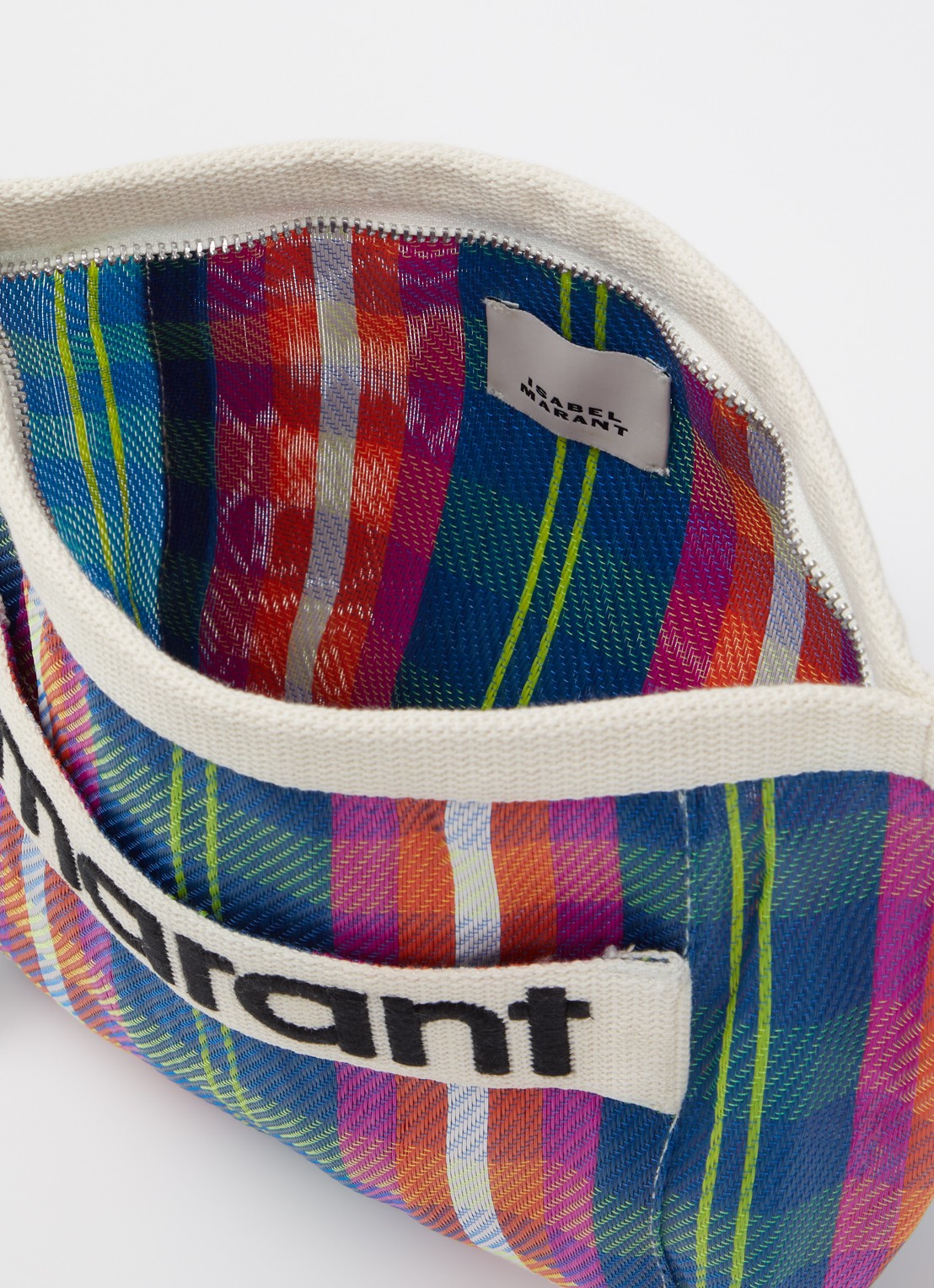 Isabel Marant Powden etui met ruitdessin en logo - detail 2 indigo