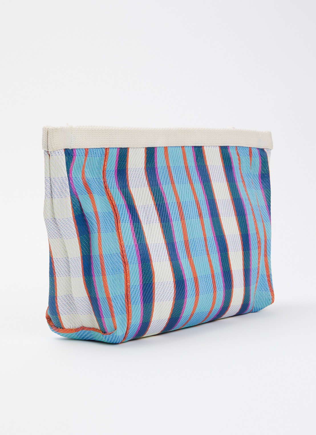 Isabel Marant Powden etui met ruitdessin en logo - achterkant blauwgrijs