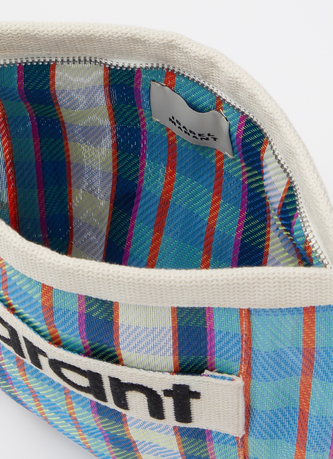 Isabel Marant Powden etui met ruitdessin en logo - detail 3 blauwgrijs