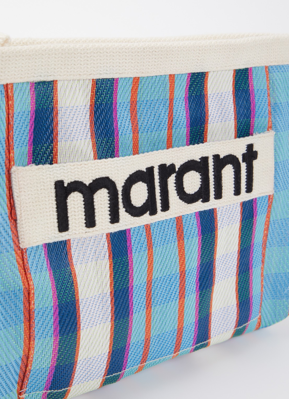 Isabel Marant Powden etui met ruitdessin en logo - detail 5 blauwgrijs