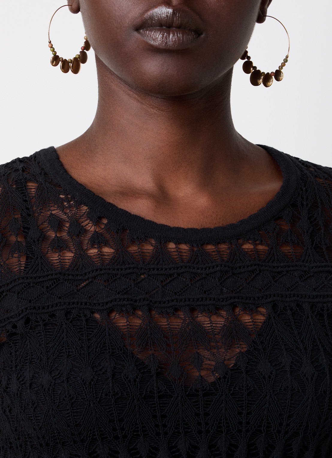 Isabel Marant Prune grofgebreide top met opengewerkt dessin - detail 3 zwart