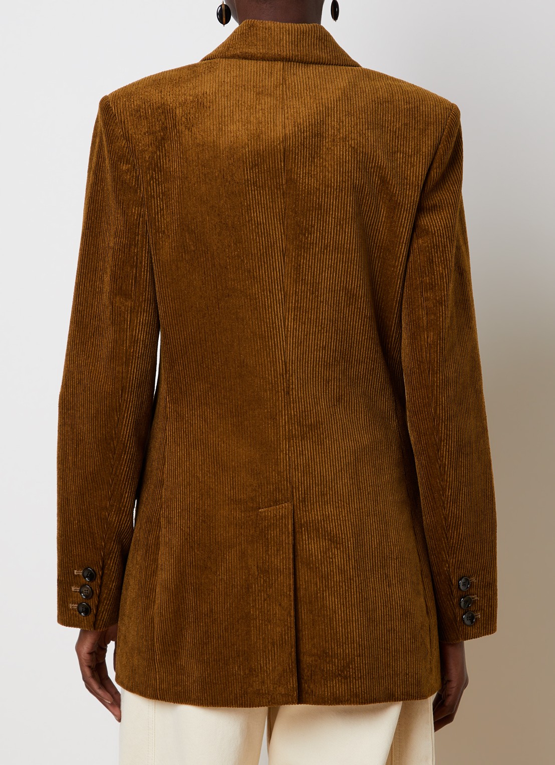 Isabel Marant Rasma double-breasted blazer van corduroy - achterkant 6 cognac
