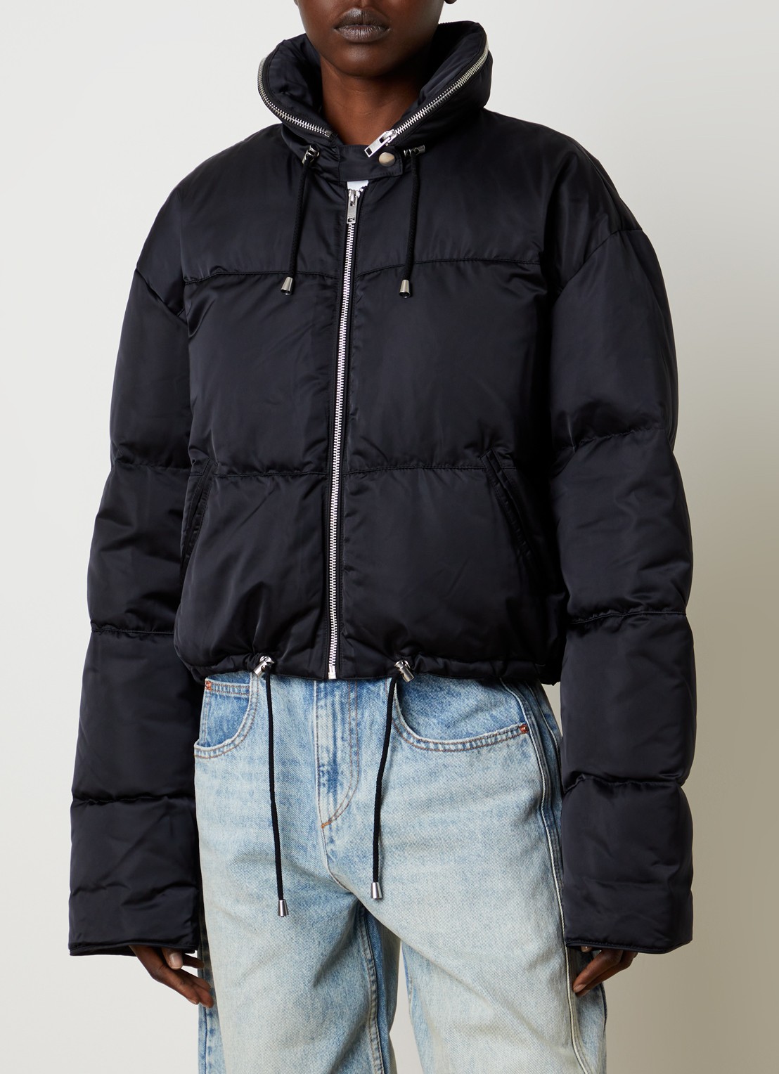 Isabel Marant Rilja puffer jack met donsvulling en opbergbare capuchon - detail 2 zwart