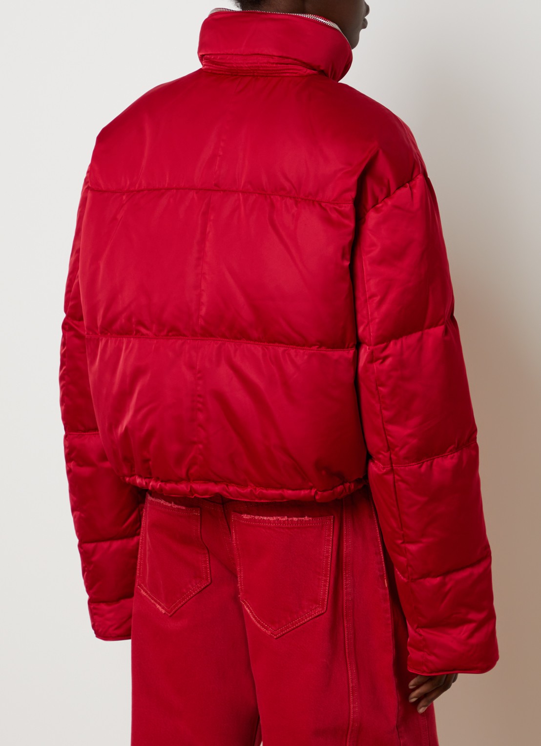 Isabel Marant Rilja puffer jack met donsvulling en opbergbare capuchon - achterkant rood