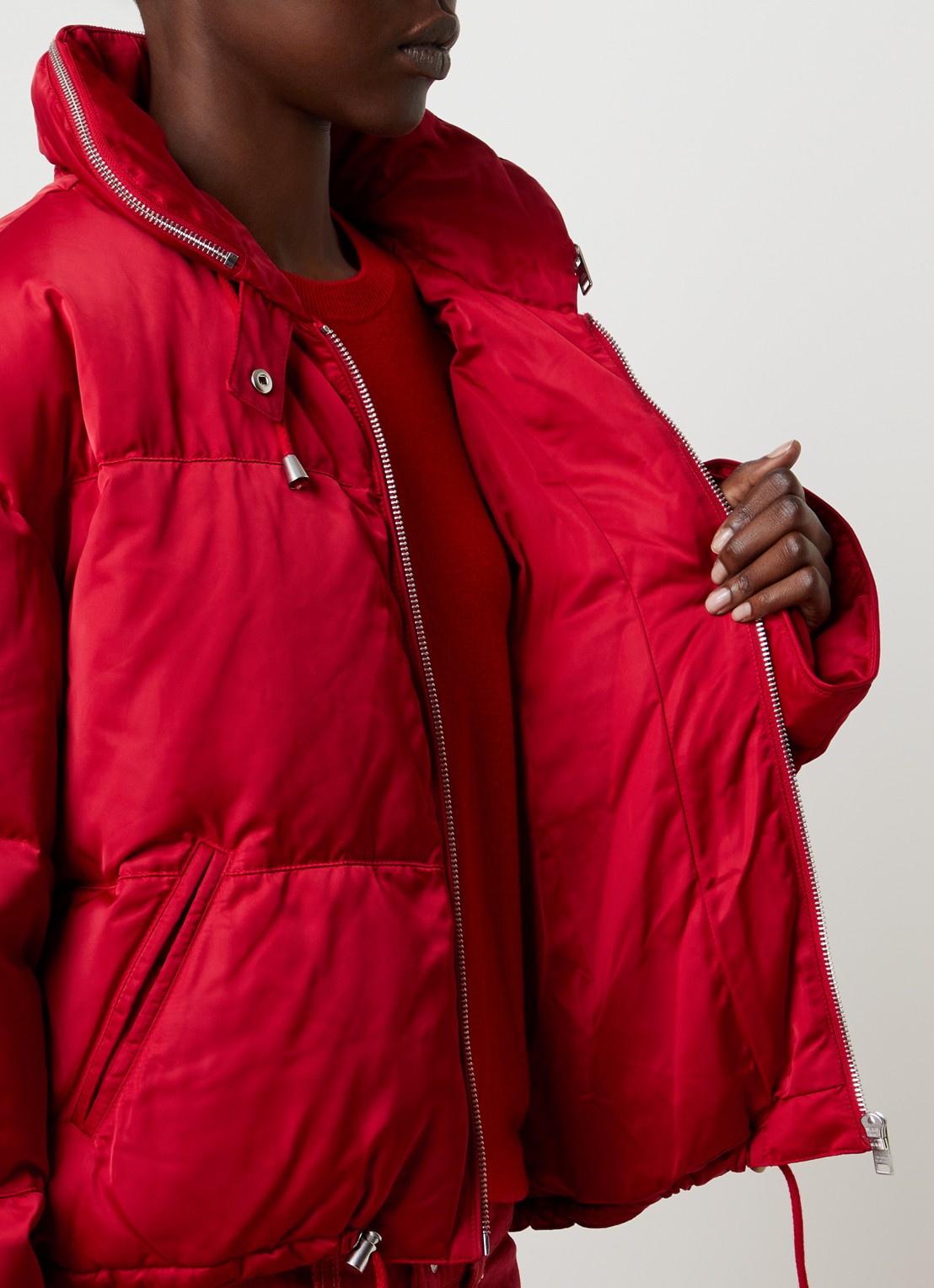 Isabel Marant Rilja puffer jack met donsvulling en opbergbare capuchon - detail 5 rood