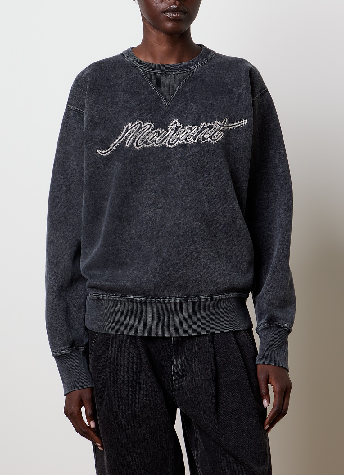 Isabel Marant Rise sweater met logoborduring - detail 4 antraciet