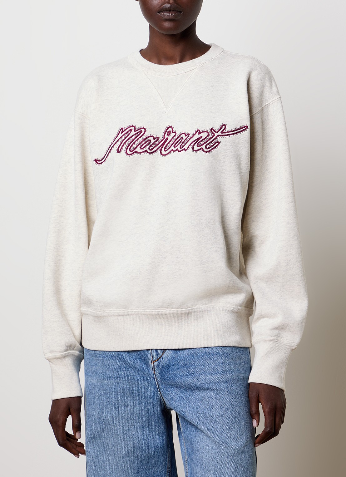 Isabel Marant Rise sweater met logoborduring - detail lichtgrijs