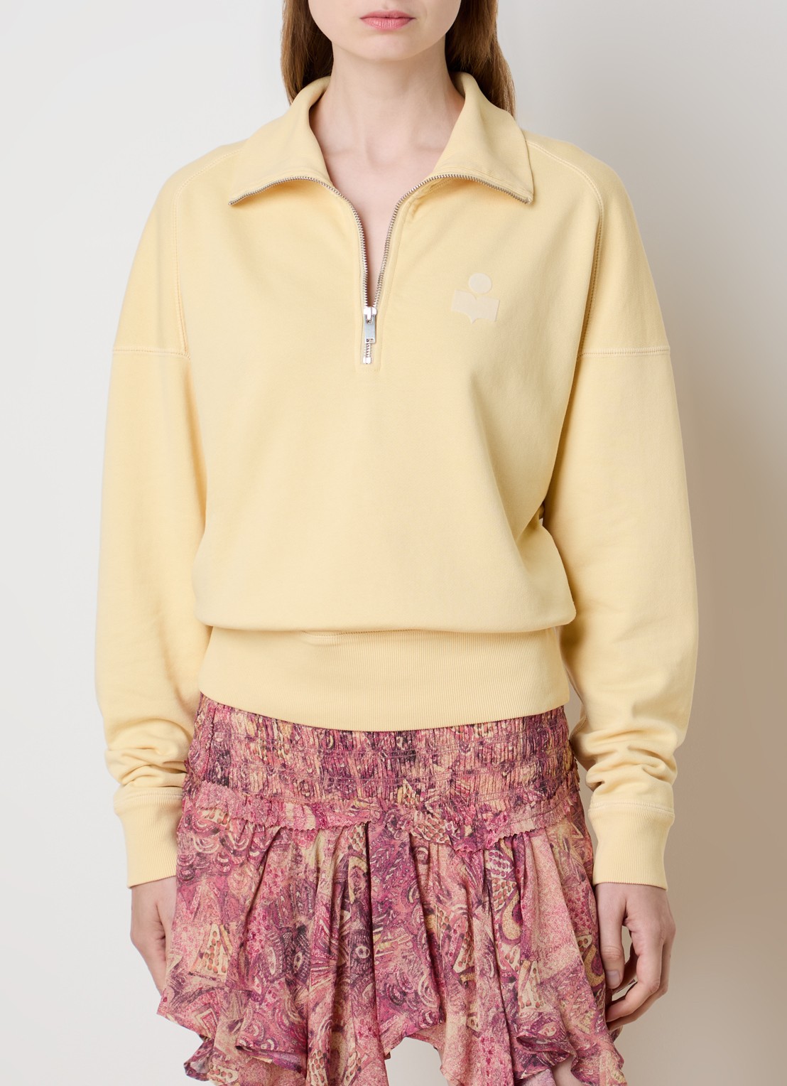 Isabel Marant Ross schipperstrui met logo - detail 3 lichtgeel
