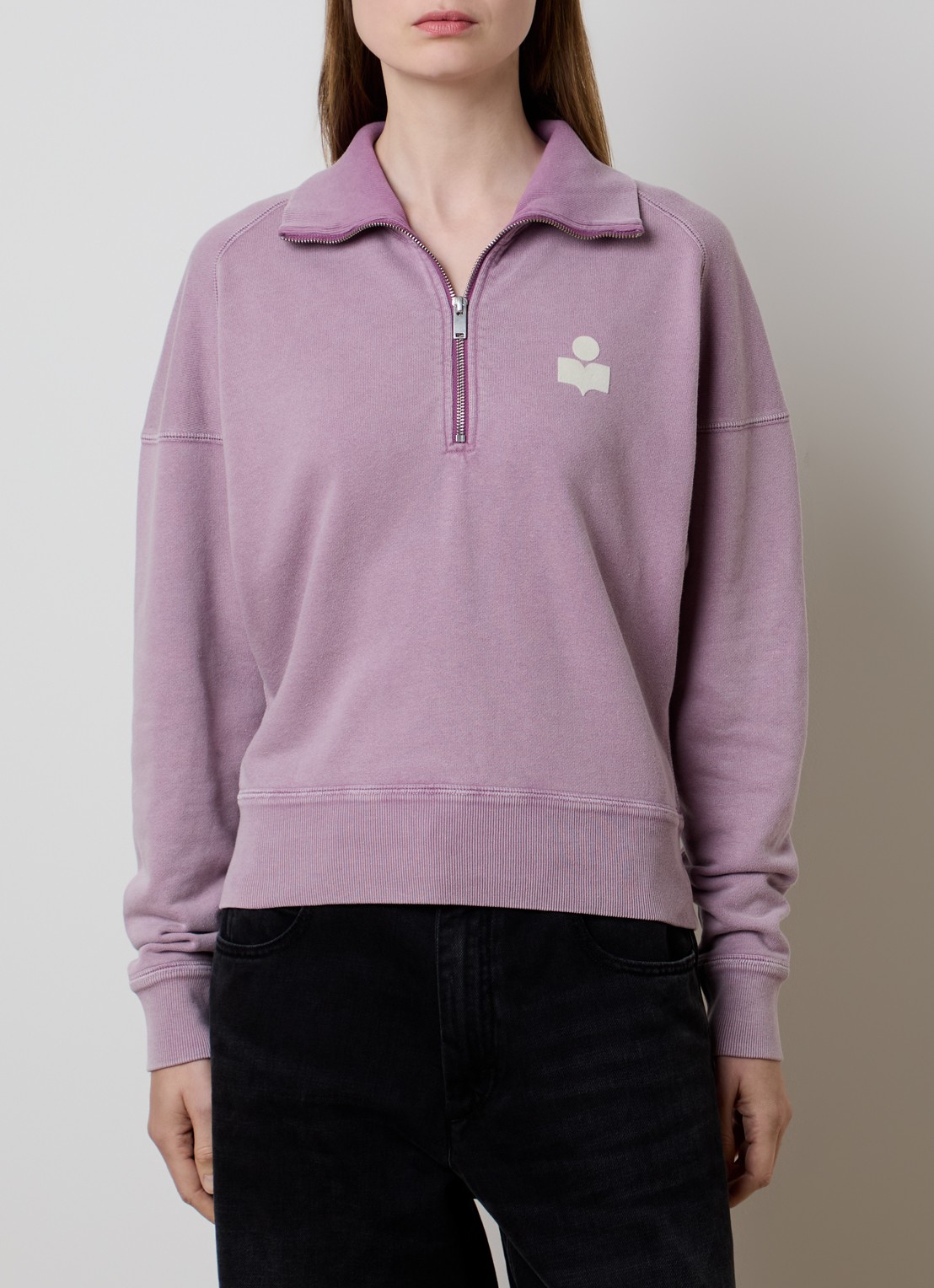 Isabel Marant Ross schipperstrui met logo - detail 4 lavendel