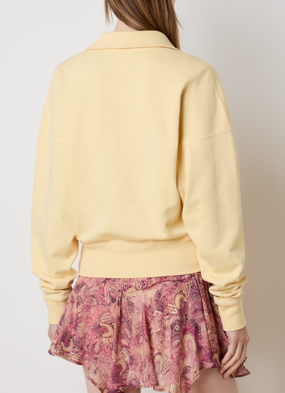 Isabel Marant Ross sweater met halve rits en flock logoprint - achterkant 5 lichtgeel