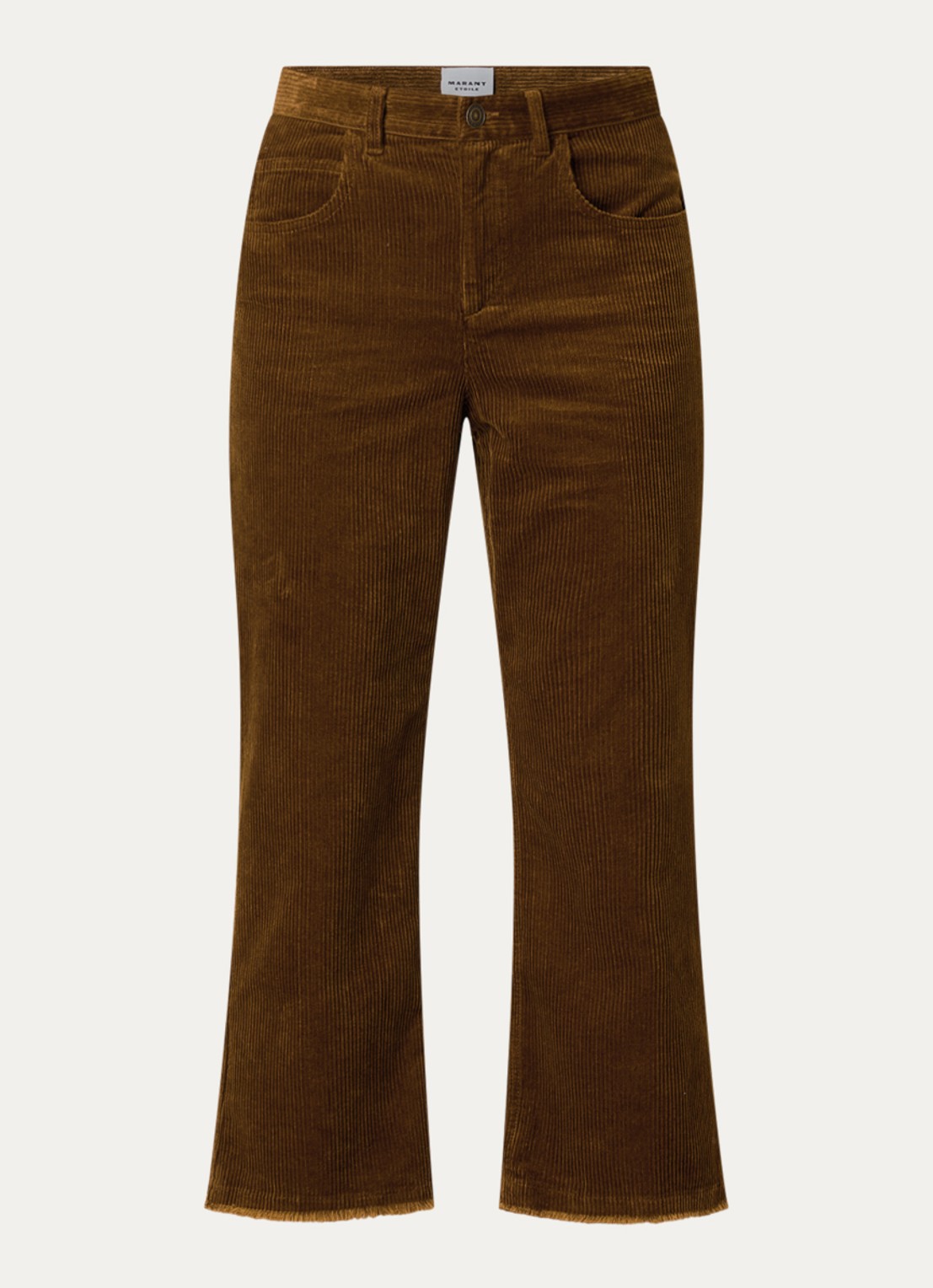 Isabel Marant Ruthie high waist cropped straight fit broek van corduroy - voorkant 5 cognac