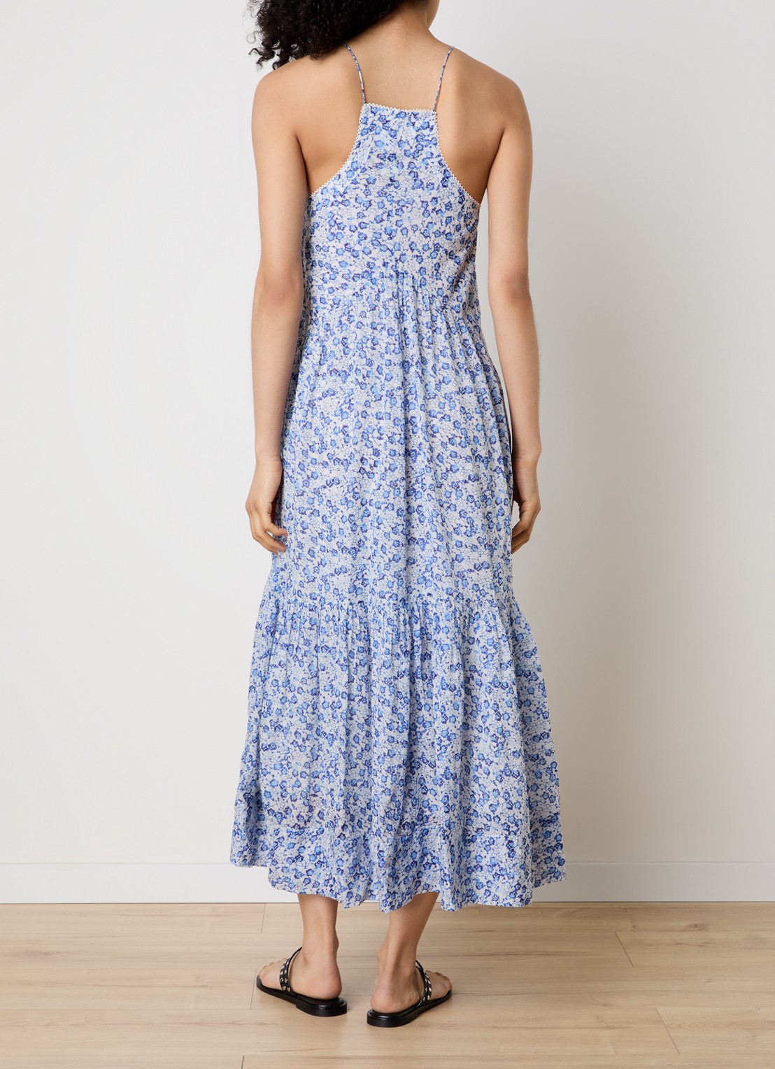 Isabel Marant Sabba midi jurk met bloemenprint - achterkant blauw