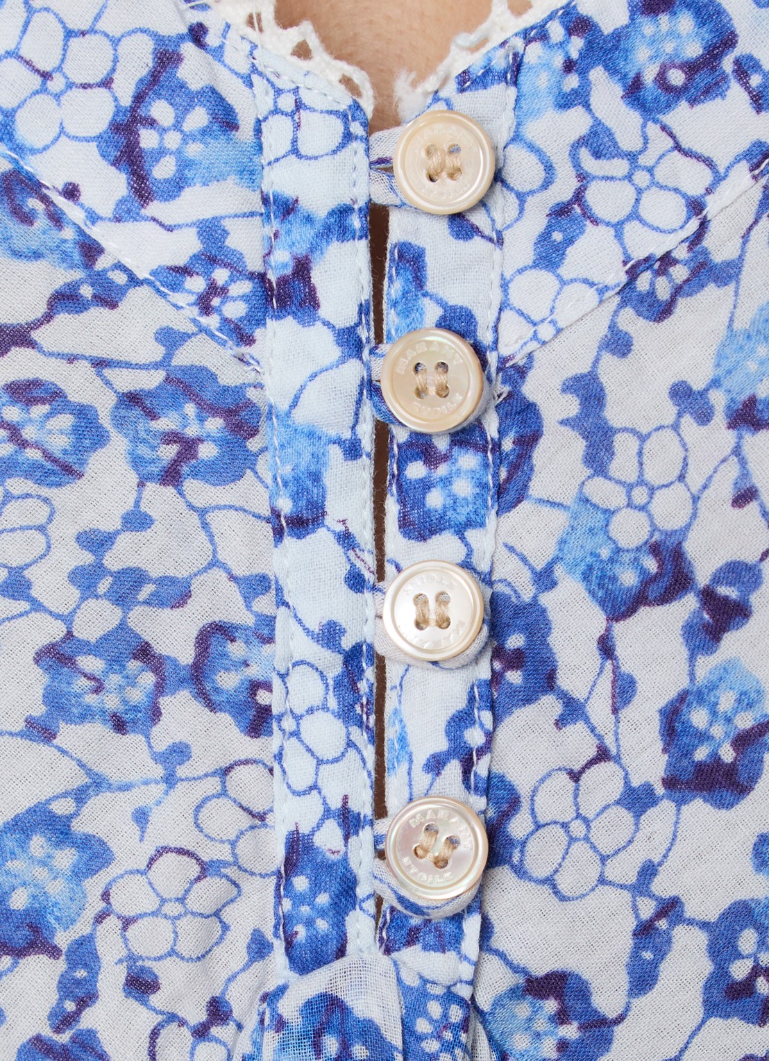 Isabel Marant Sabba midi jurk met bloemenprint - detail 5 blauw