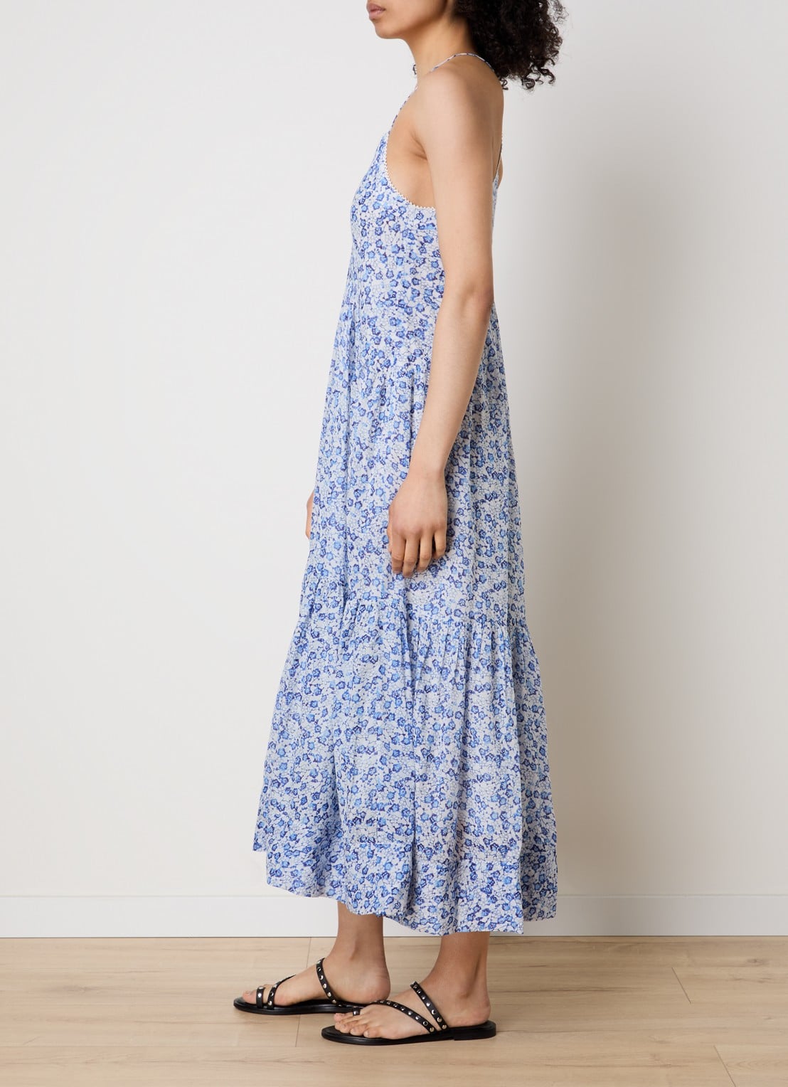 Isabel Marant Sabba midi jurk met bloemenprint - voorkant 3 blauw