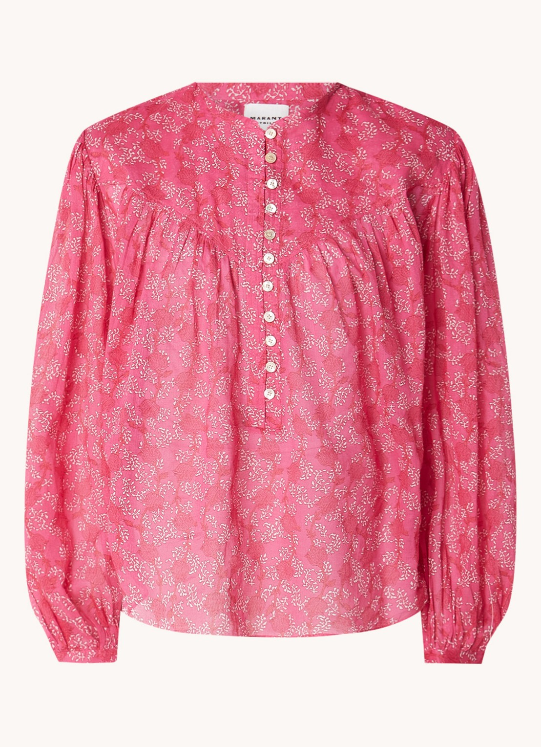 Isabel Marant Salika blouse met ballonmouw - voorkant 4 fuchsia