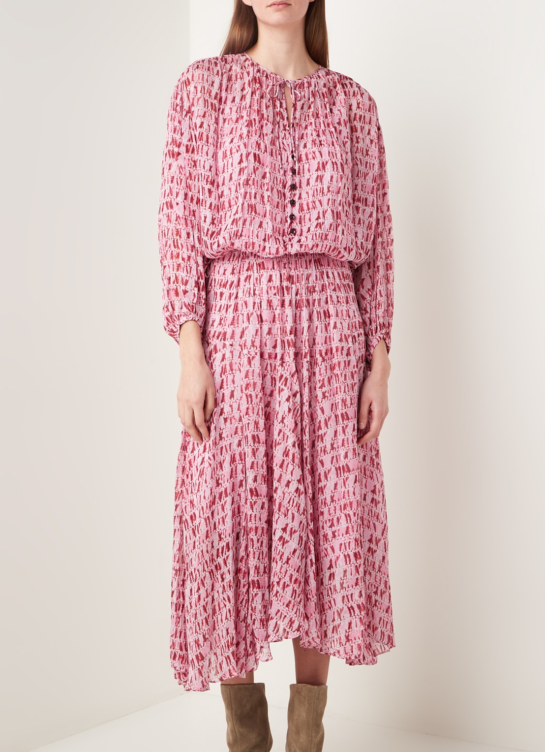 Isabel Marant Saureli semi-transparante tuniekjurk met print - detail 4 roze