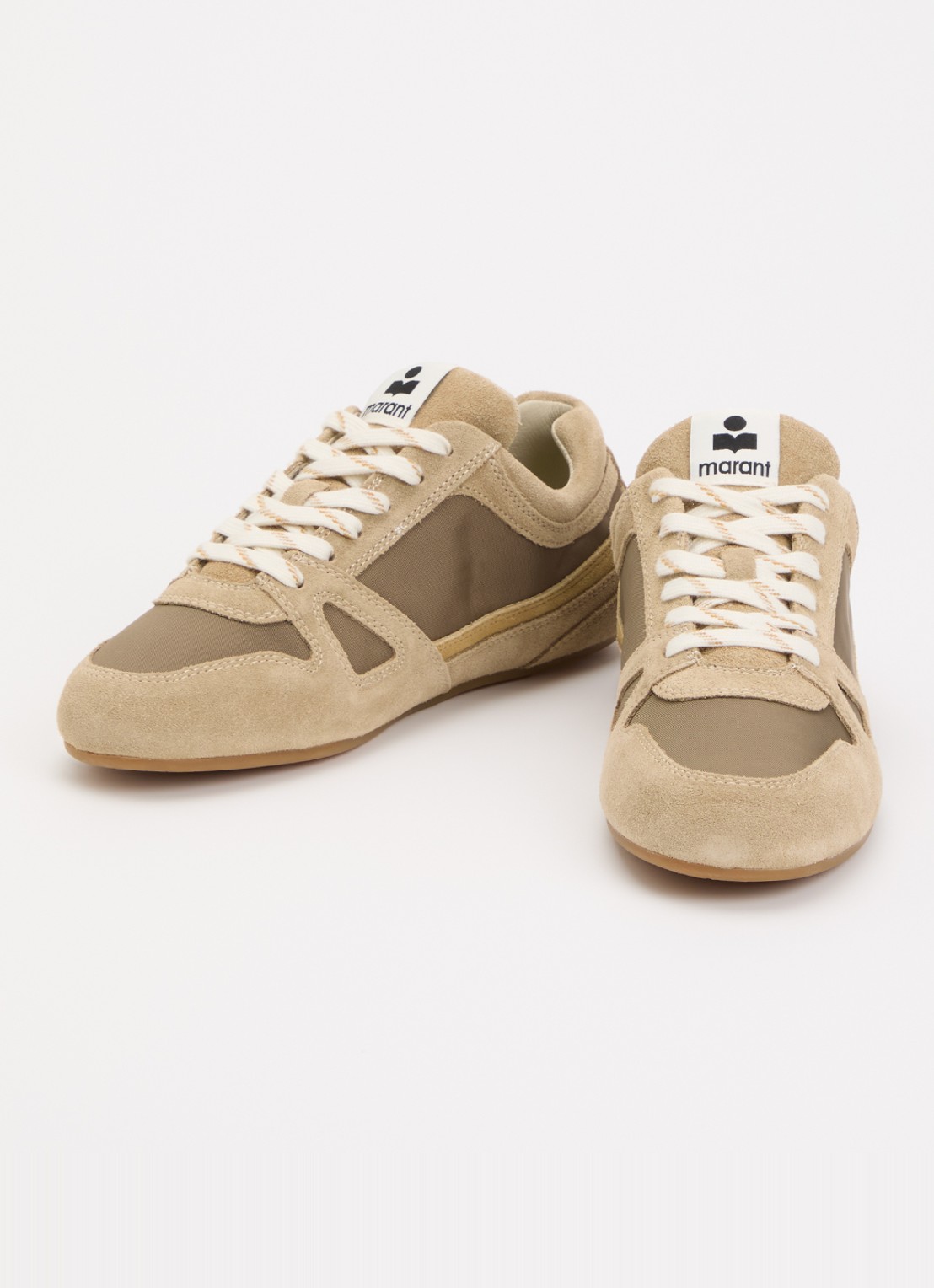 Isabel Marant Senny Low sneaker van suède - detail 2 khaki