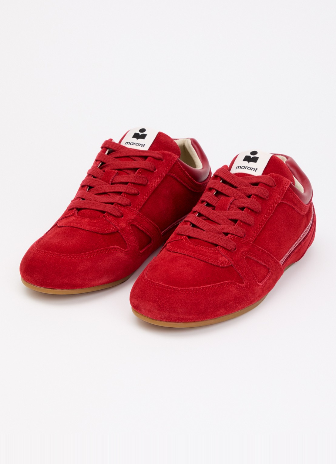 Isabel Marant Senny Low sneaker van suède - detail rood