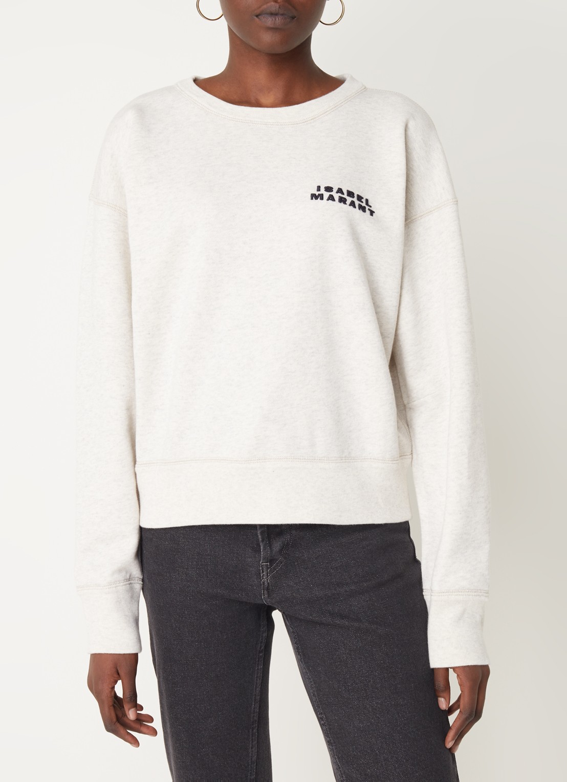 Isabel Marant Shad sweater met logoborduring - detail grijsmele