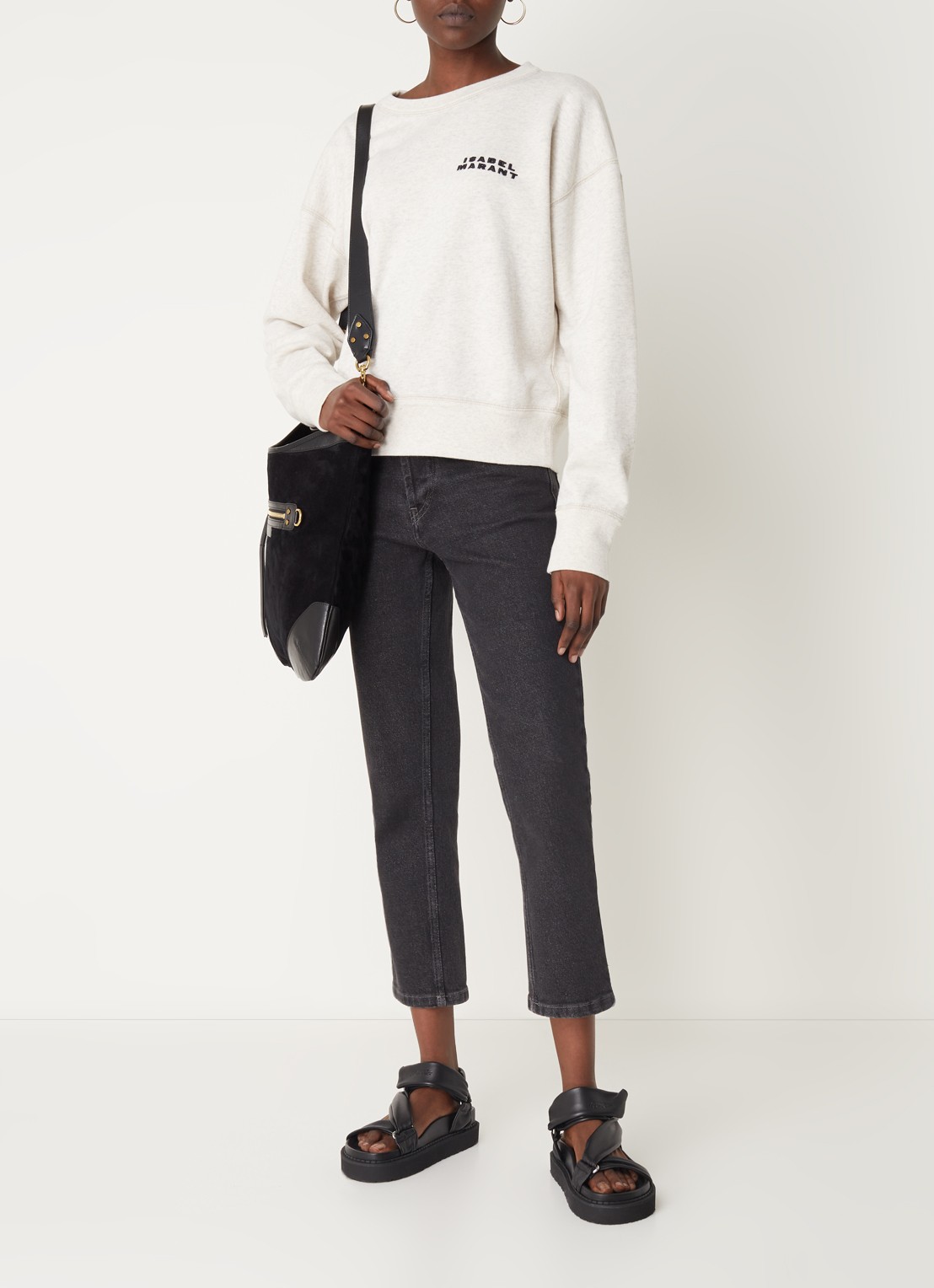 Isabel Marant Shad sweater met logoborduring - voorkant 4 grijsmele