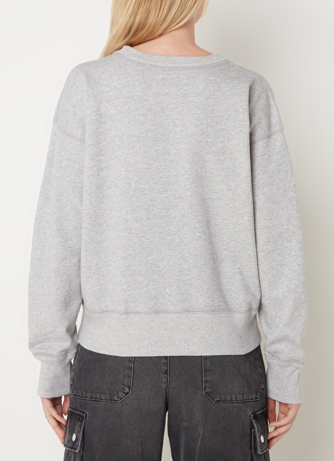 Isabel Marant Shad sweater met logoborduring - achterkant 5 lichtgrijs
