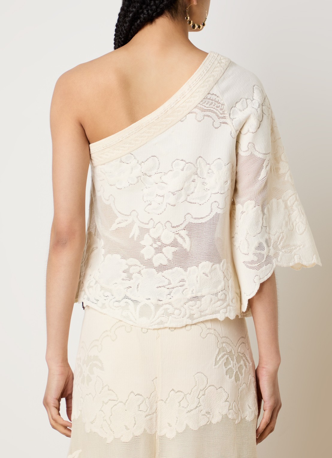 Isabel Marant Shilo top met broderie en asymmetrische hals - achterkant 5 gebroken wit