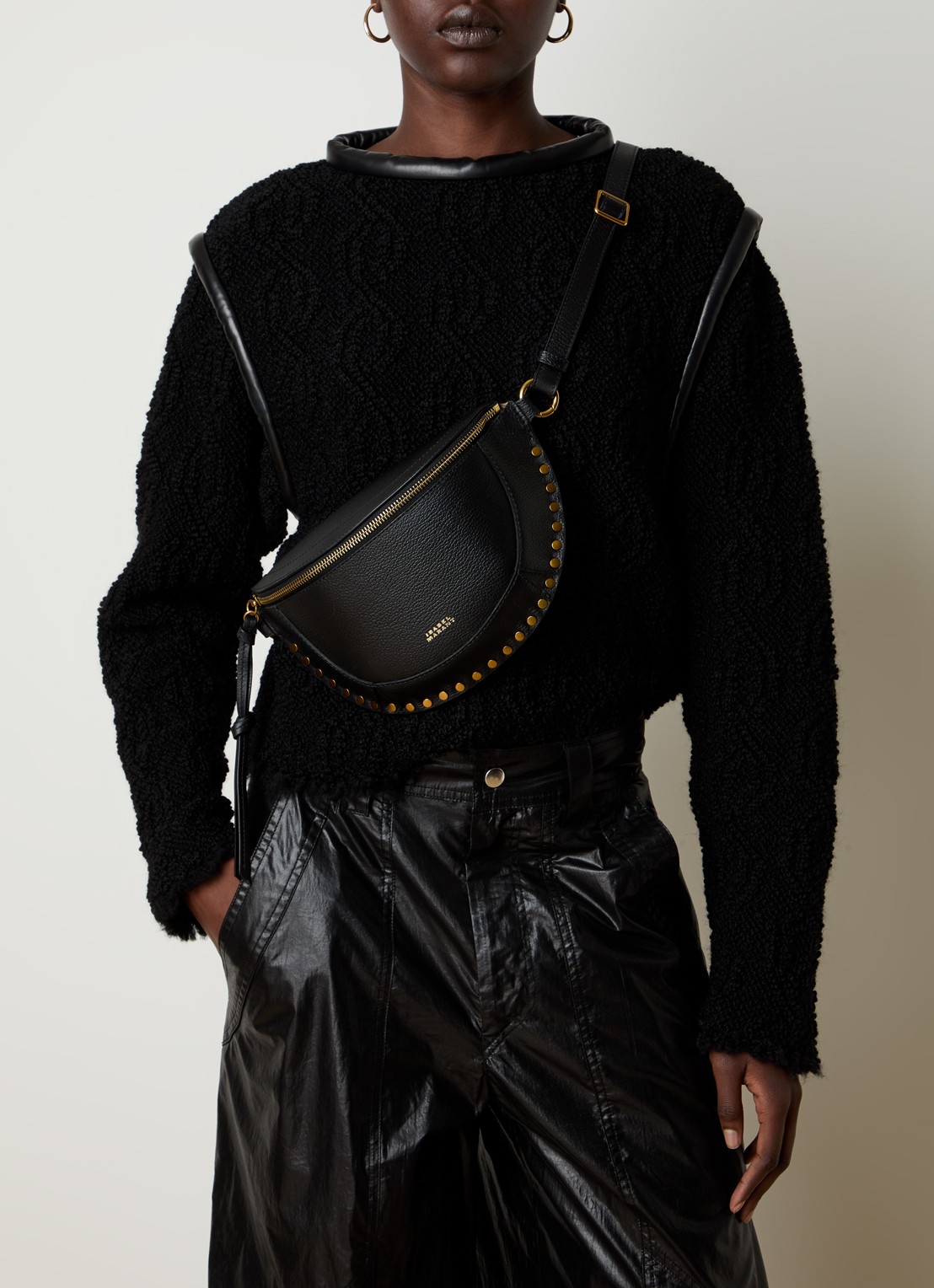 Isabel Marant Skano heuptas van leer met studs - voorkant 2 zwart