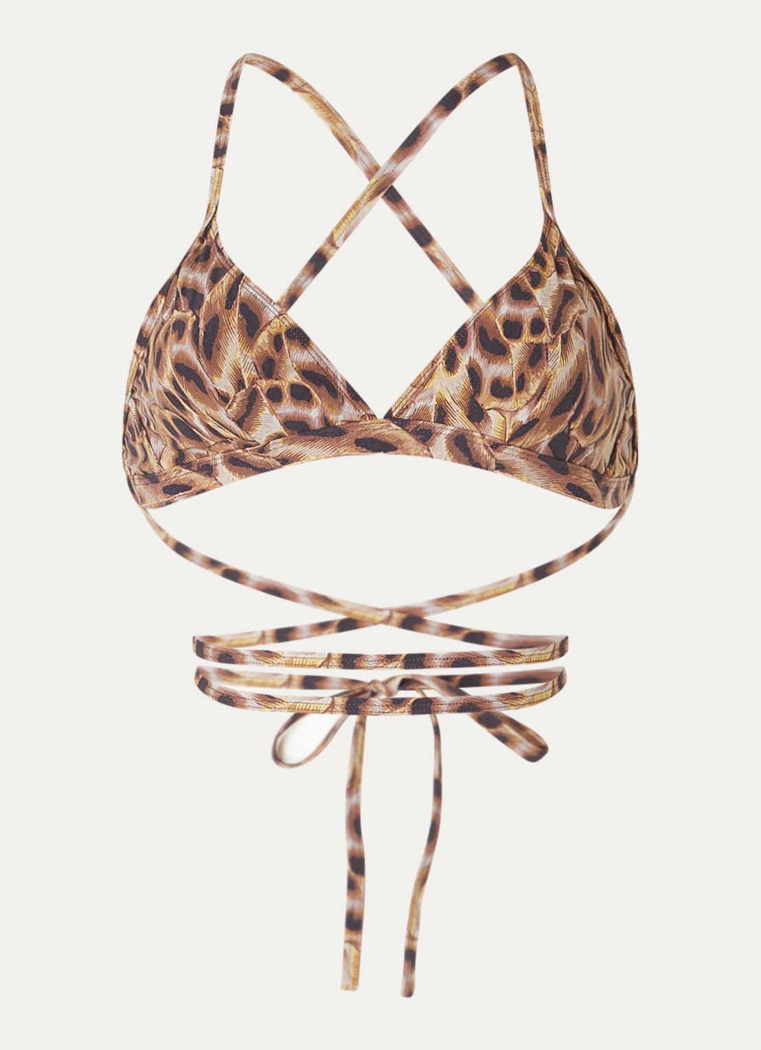 Isabel Marant Solange triangel bikinitop met panterprint - voorkant 4 bruin