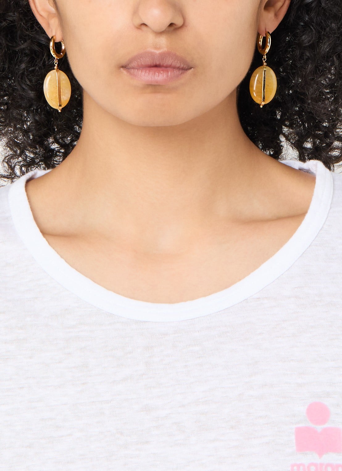 Isabel Marant Stones oorringen met hanger - voorkant 3 geel