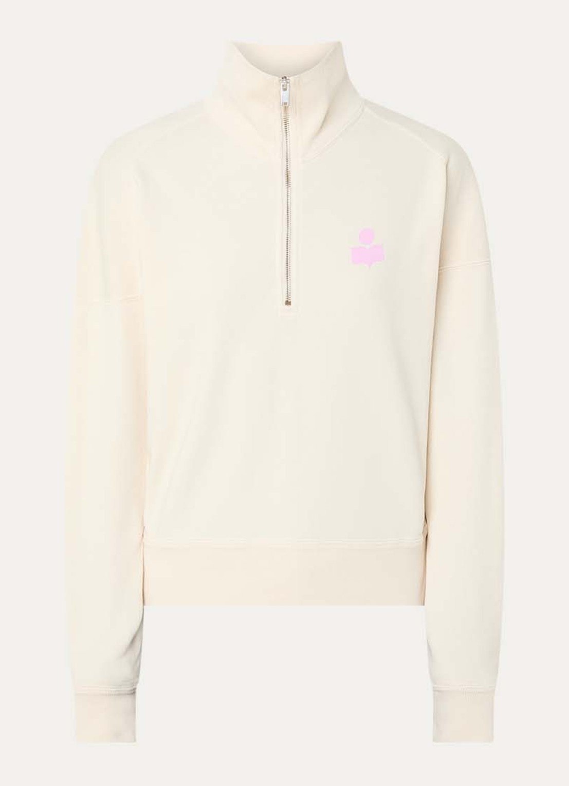 Isabel Marant Sweater met halve rits en logo - voorkant 2 gebroken wit