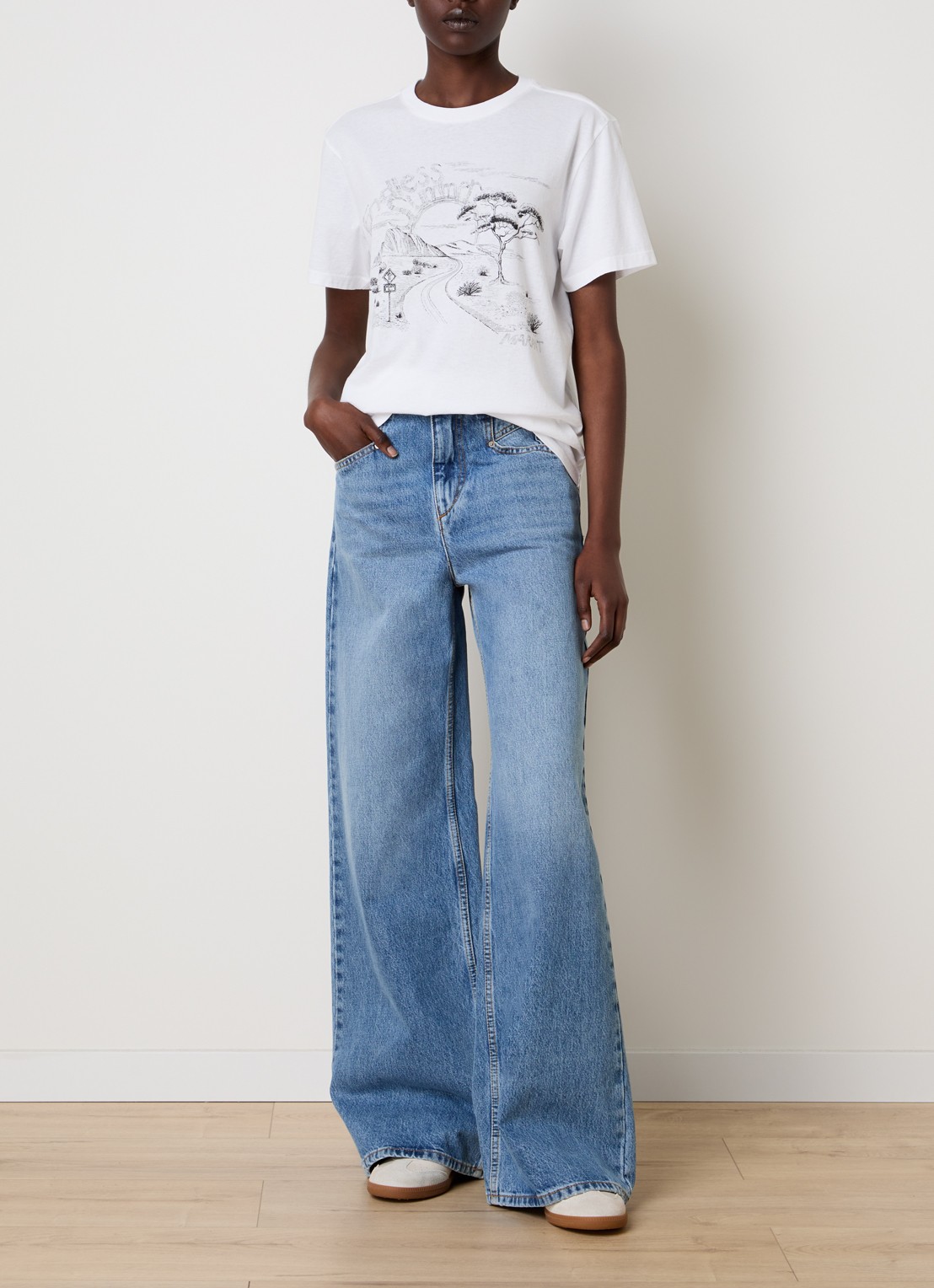 Isabel Marant T-shirt met print - voorkant 5 wit