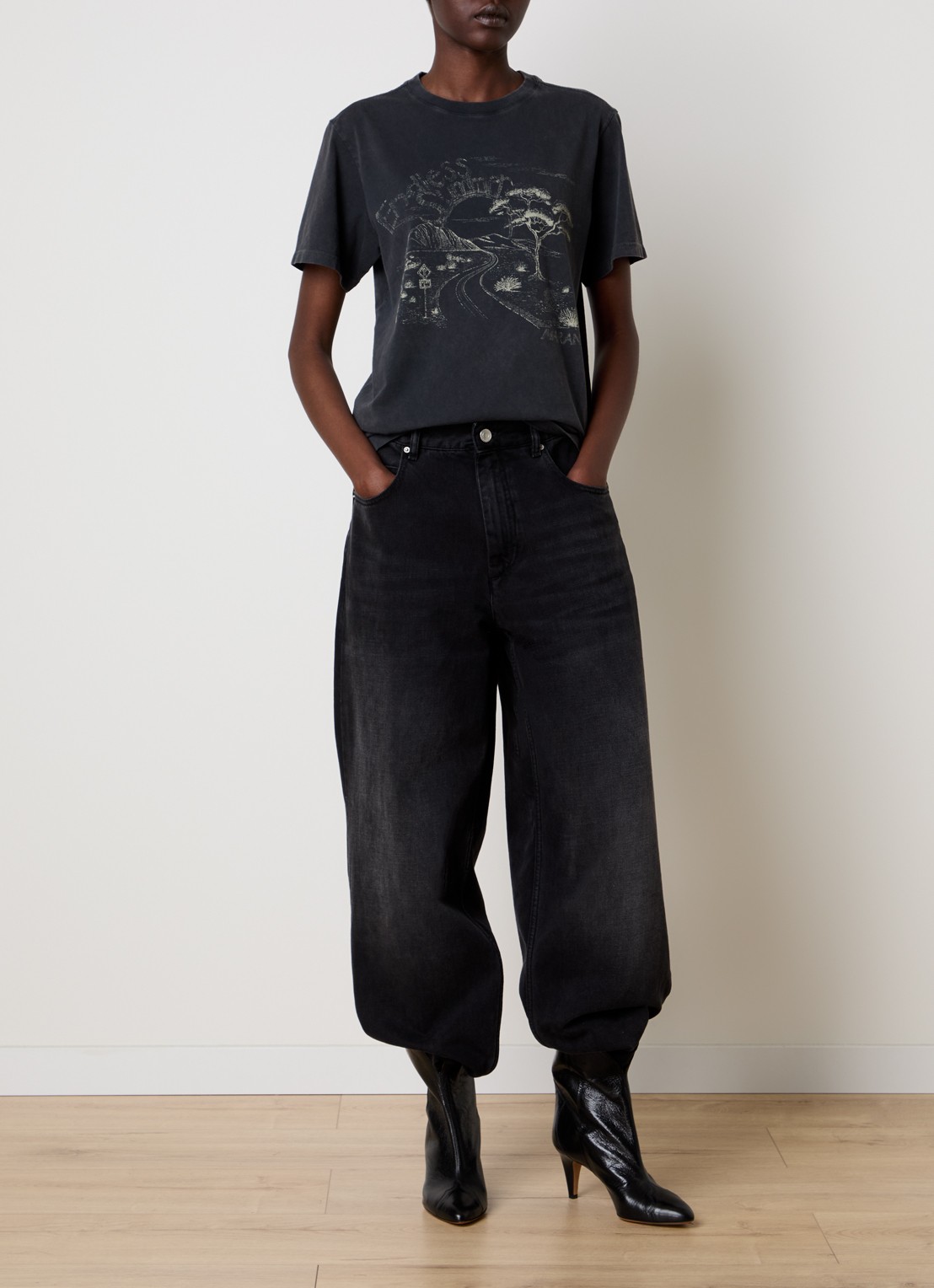 Isabel Marant T-shirt met print - voorkant 2 antraciet