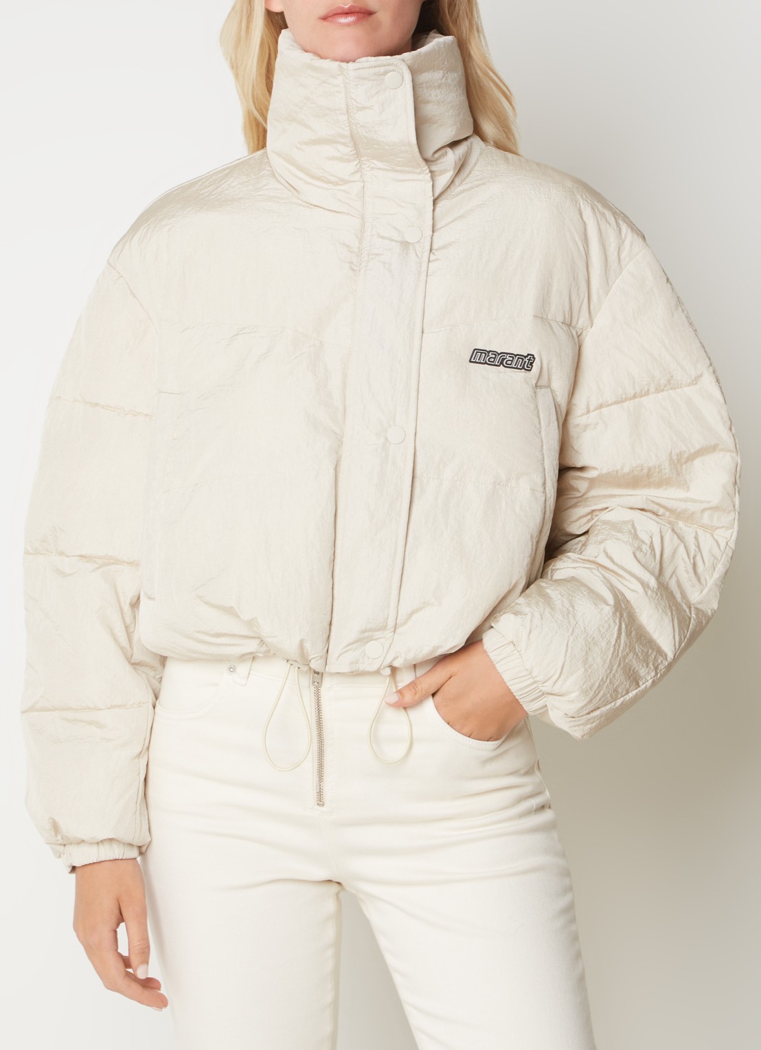 Isabel Marant Telia gewatteerd jack met logo - detail 4 donkerbeige