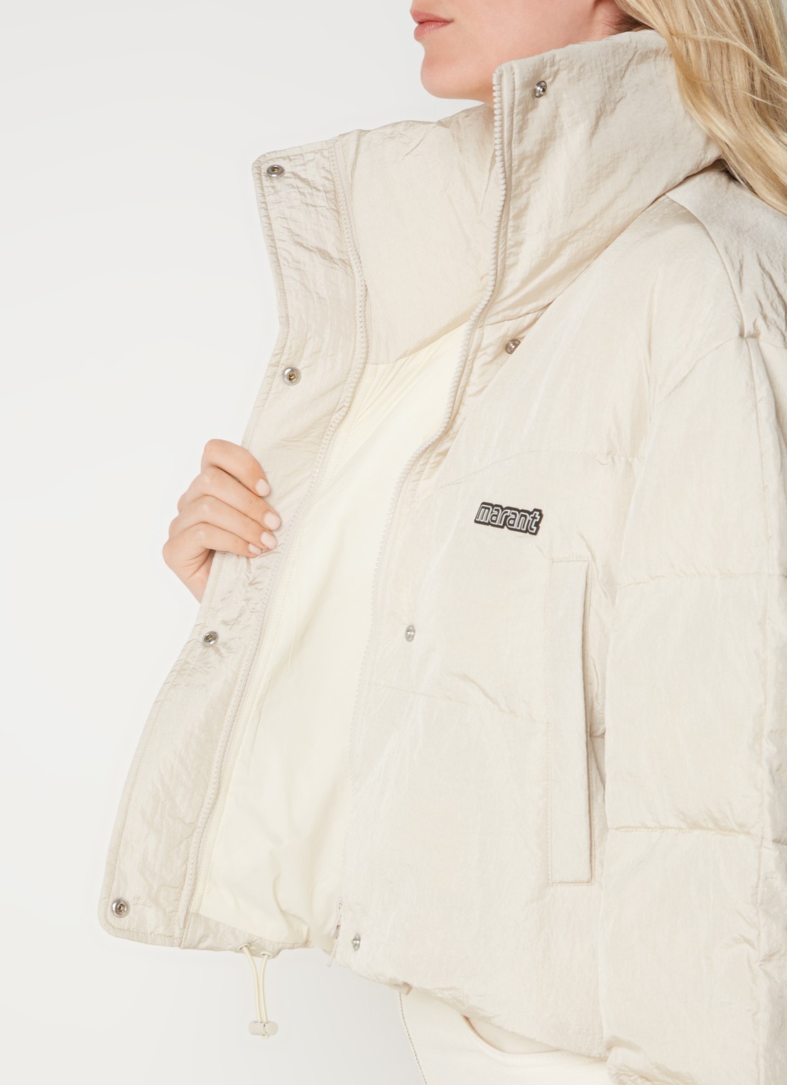 Isabel Marant Telia gewatteerd jack met logo - detail 5 donkerbeige