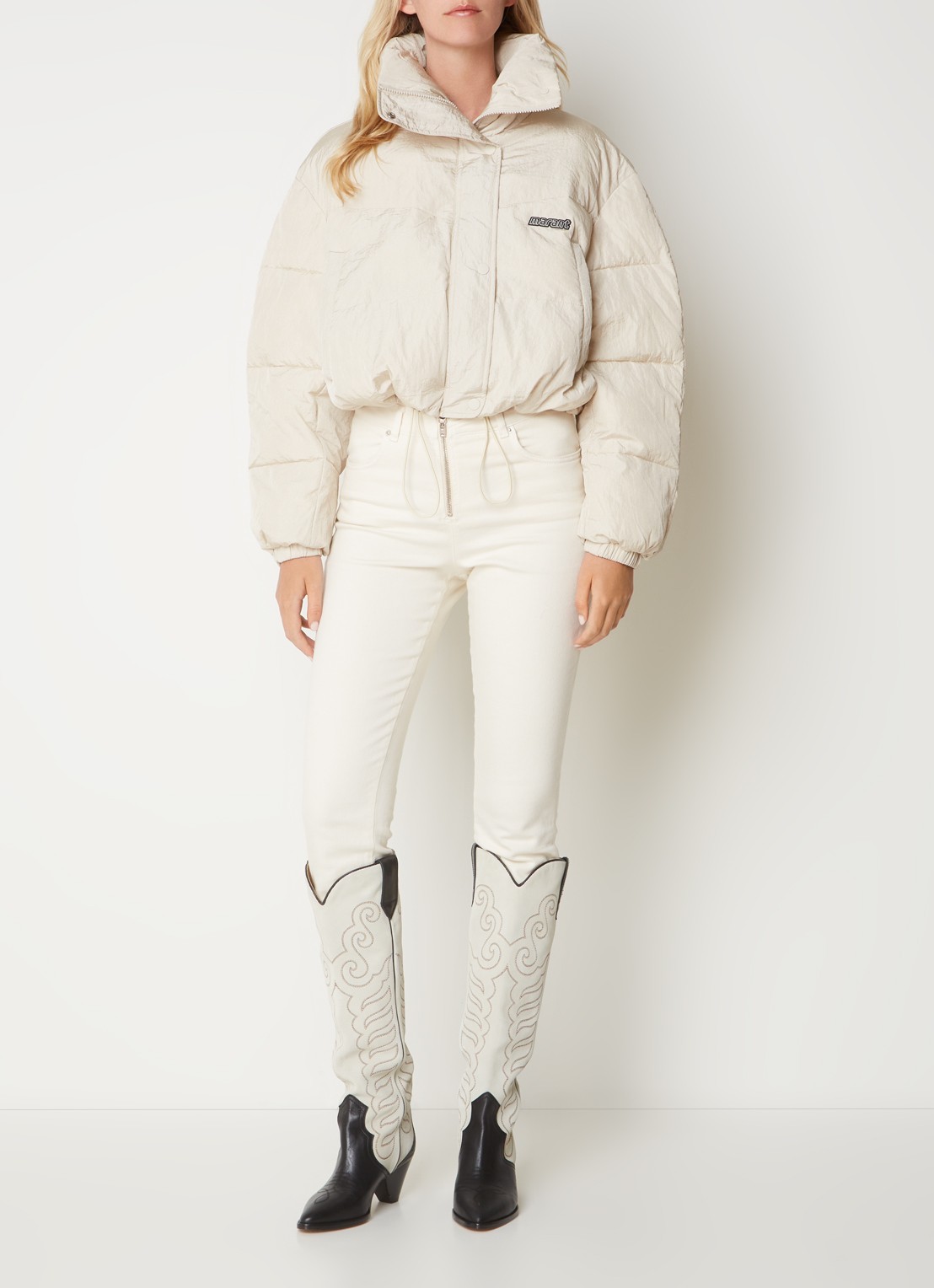 Isabel Marant Telia gewatteerd jack met logo - voorkant 2 donkerbeige