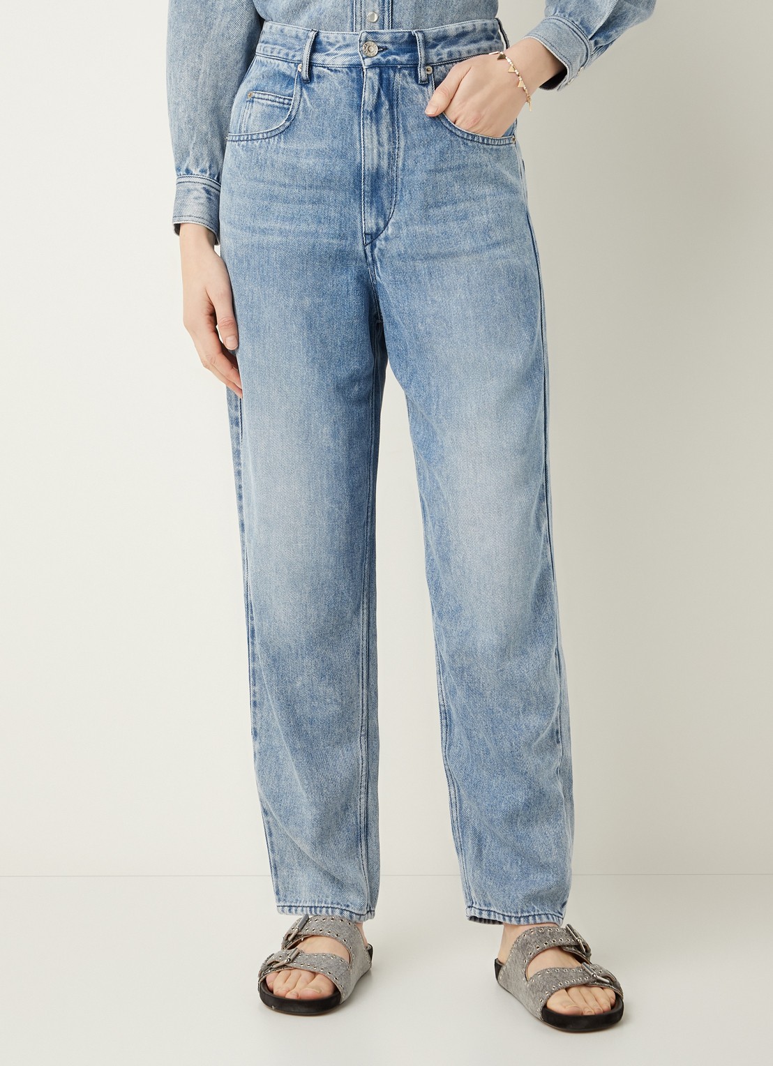 Isabel Marant Ticosy high waist loose fit jeans van lyocell - detail 2 indigo