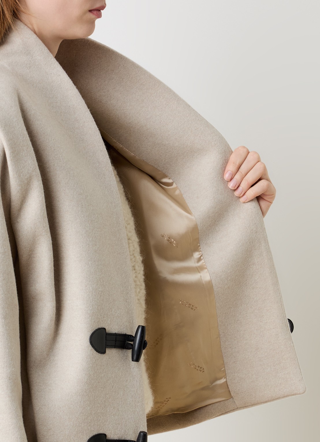 Isabel Marant Toria jack in kasjmierblend met steekzakken - detail 4 zand