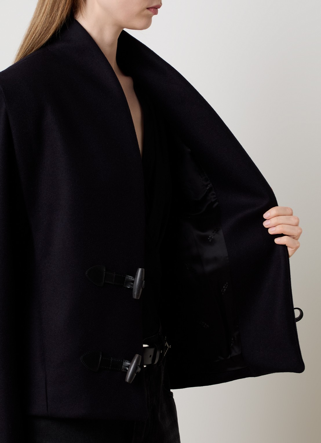 Isabel Marant Toria jack in kasjmierblend met steekzakken - detail 2 donkerblauw