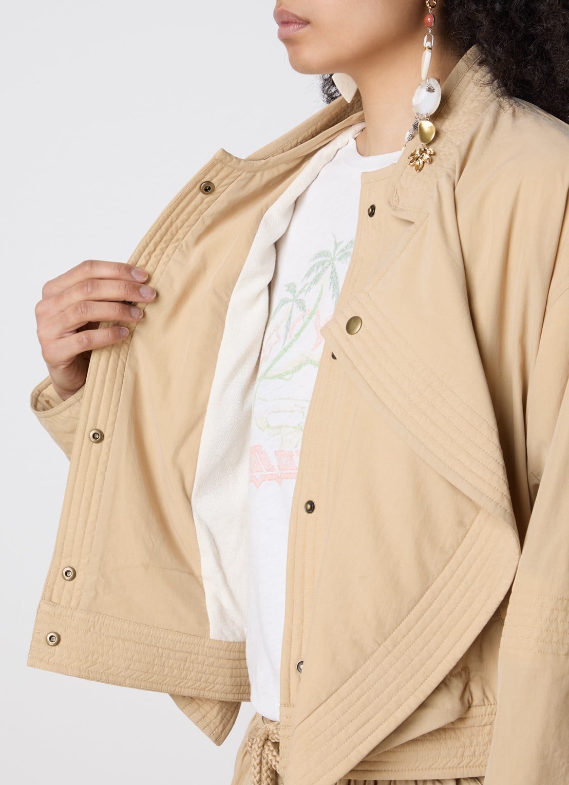 Isabel Marant Tricia jack met steekzakken - detail 3 zand