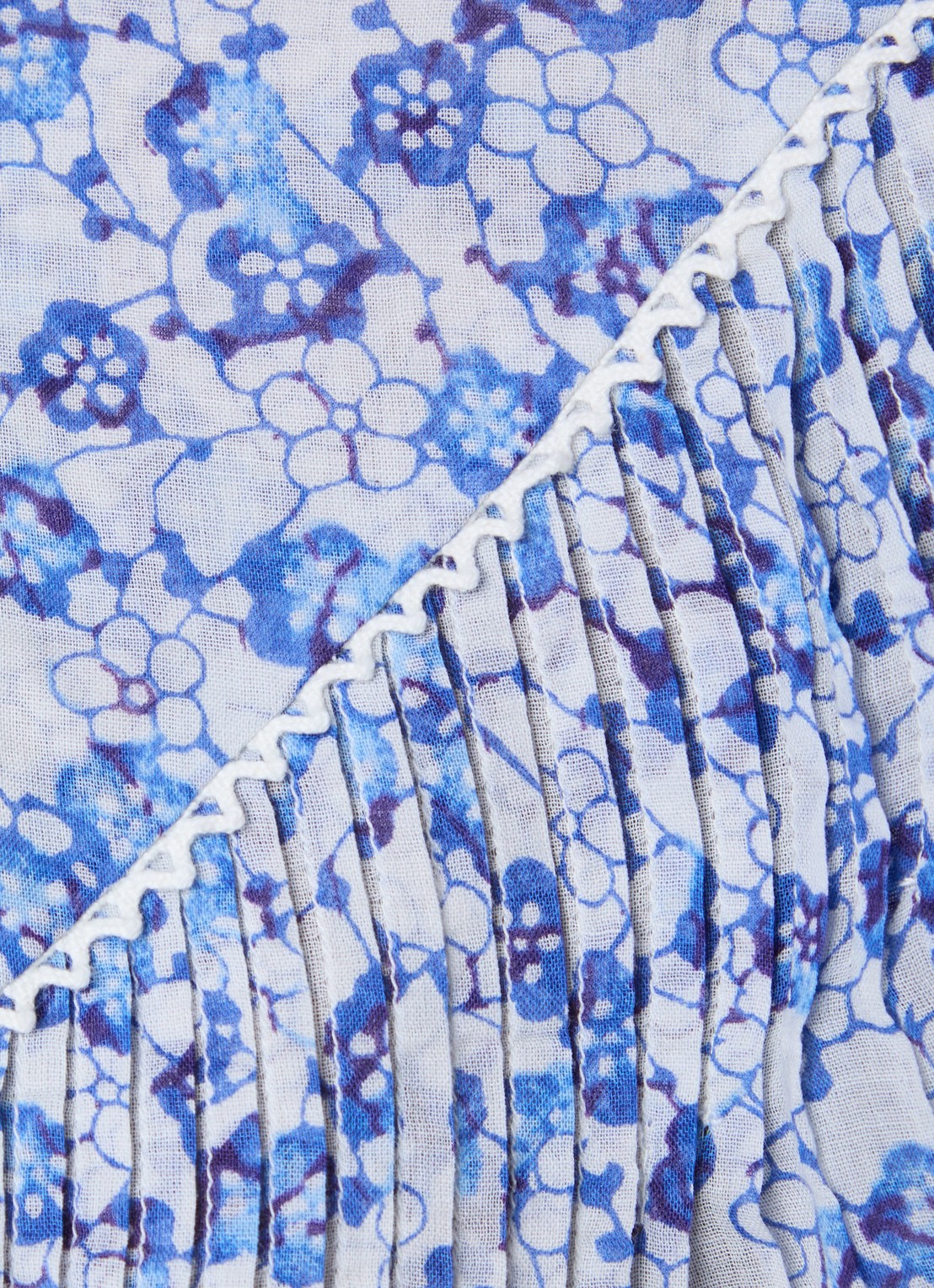 Isabel Marant Veelia tuniek met volant en print - detail 3 kobaltblauw
