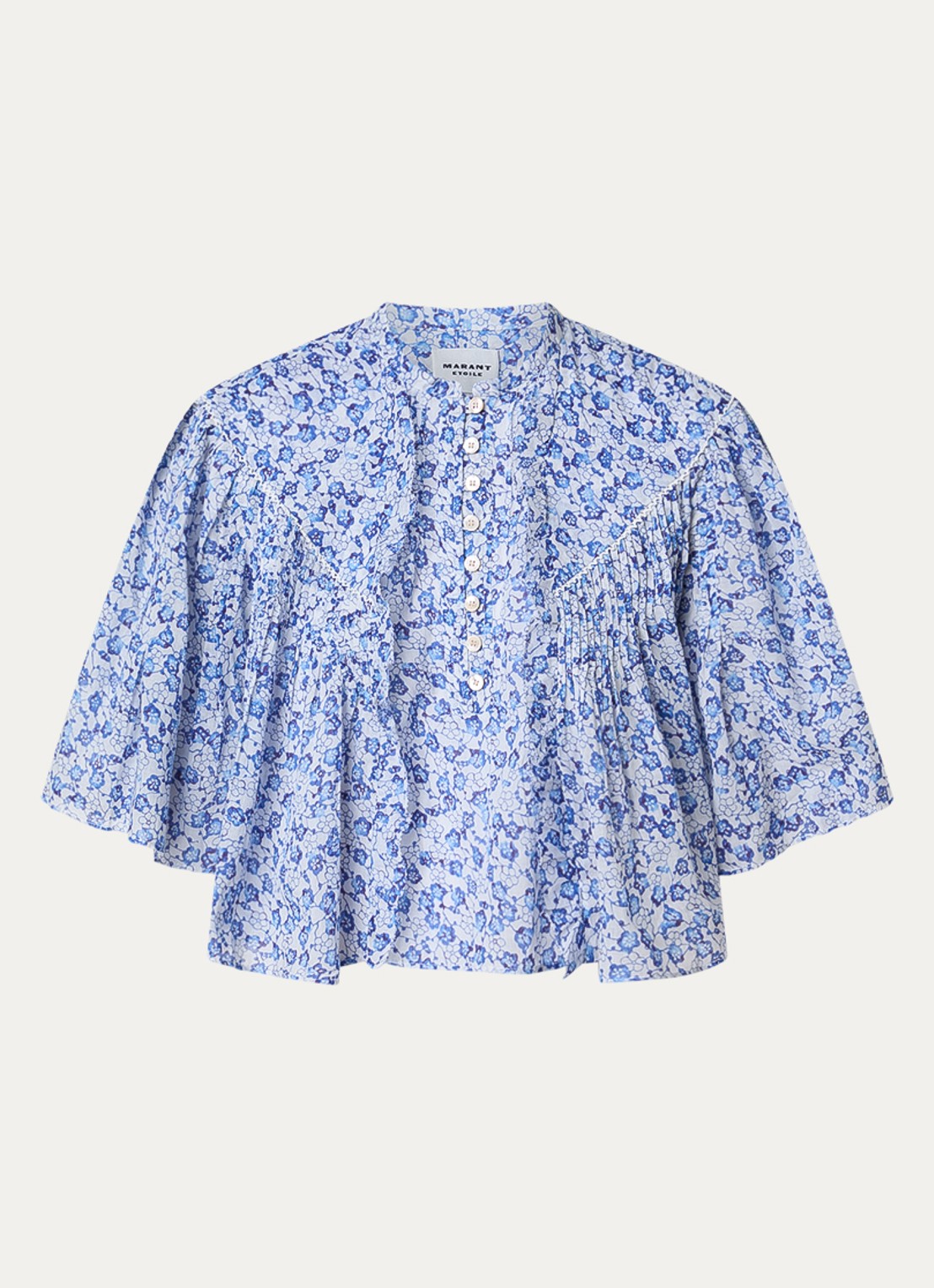 Isabel Marant Veelia tuniek met volant en print - voorkant 4 kobaltblauw