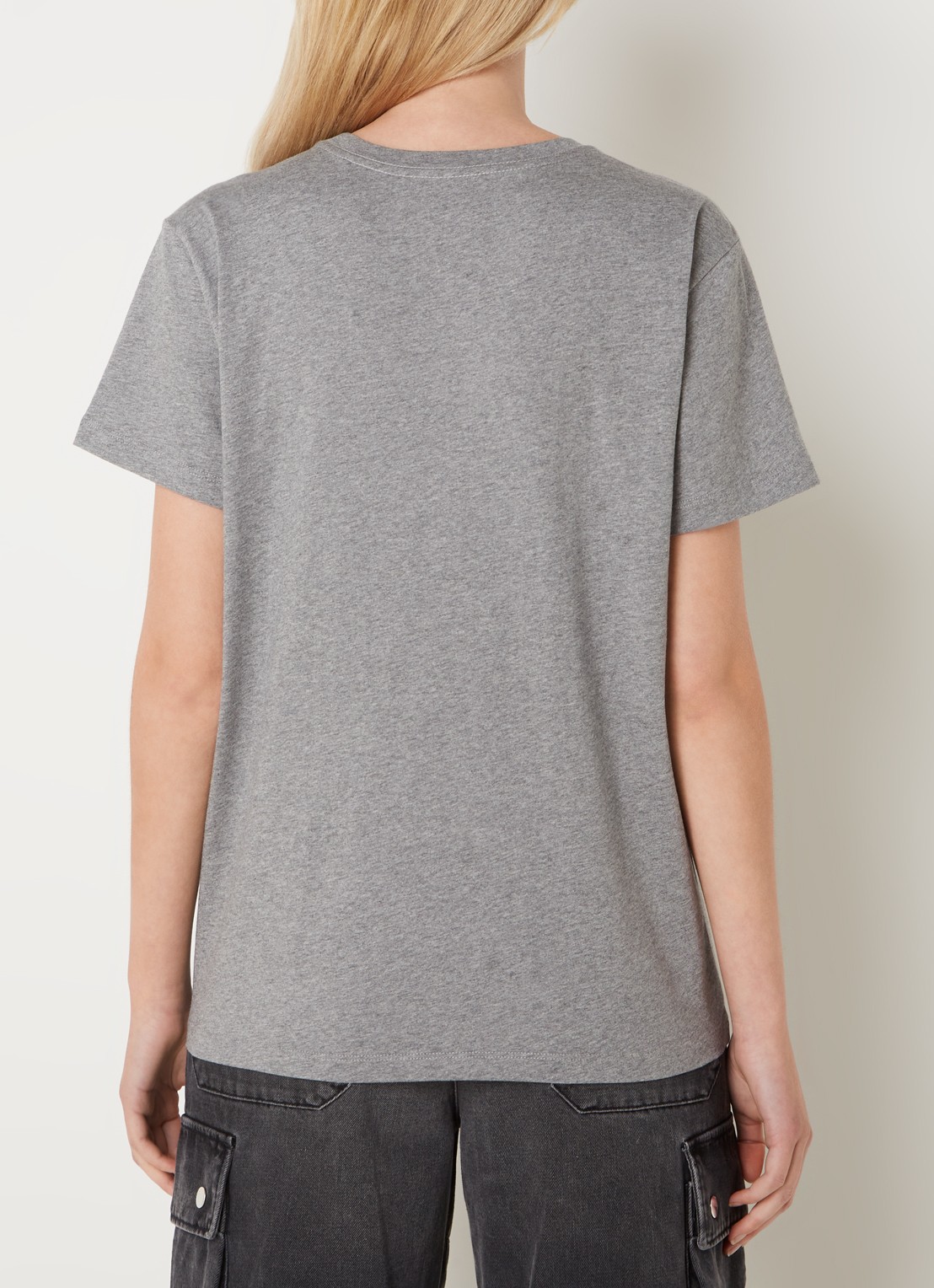Isabel Marant Vidal T-shirt met logoborduring - achterkant middengrijs